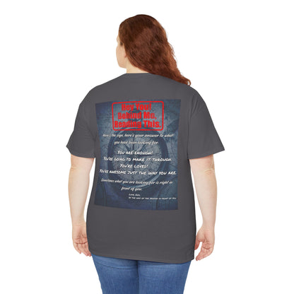 Hey You, The Answer. Motivational Back Print Tee — “Behind Me” Inspirational Graphic T‑Shirt