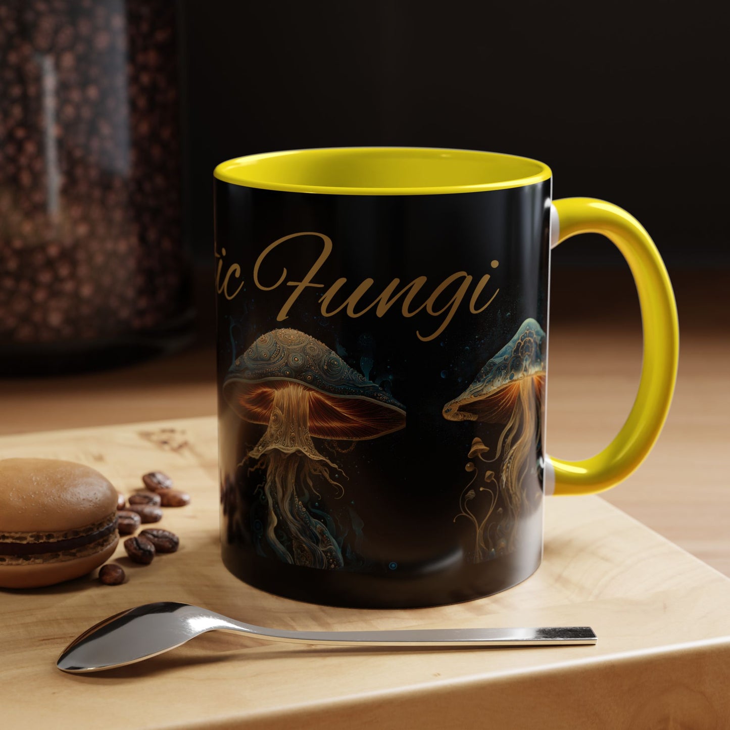 Dark Fantastic Fungi Coffee Mug - Magical Ocean Mushroom Art (11/15oz)
