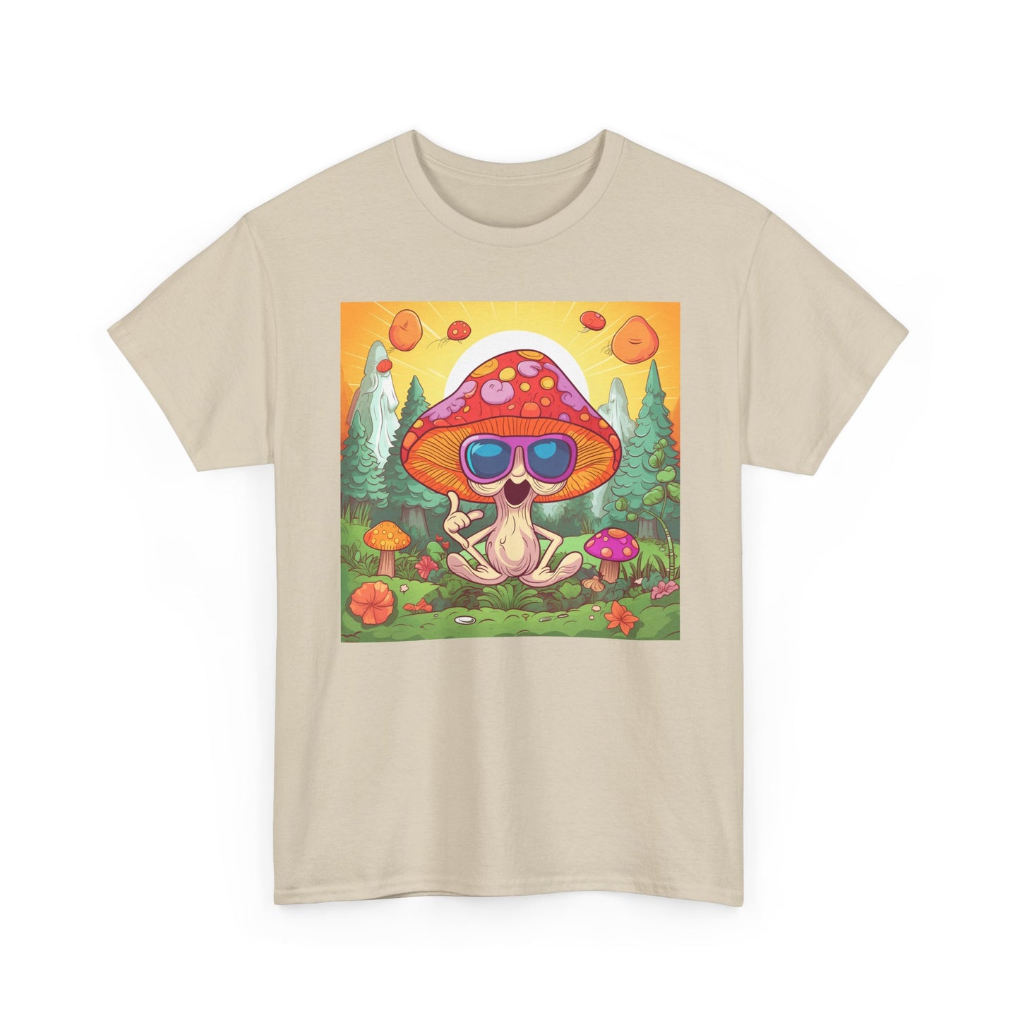 Whimsical Mushroom Tee, Casual T-Shirt, Gift for Nature Lovers, Eco-Friendly Apparel, Unisex Graphic Shirt