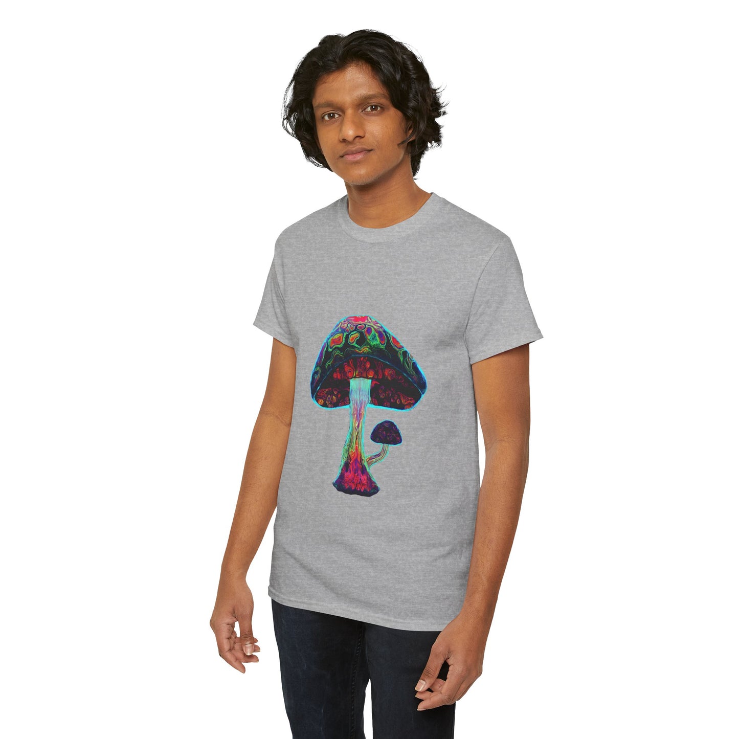 Tie Dye Psychedelic Mushroom 3 -Tee, Unisex Heavy Cotton T-Shirt, Vibrant Graphic Shirt, Perfect for Festivals, Eco-friendly Gift, Casual Wea