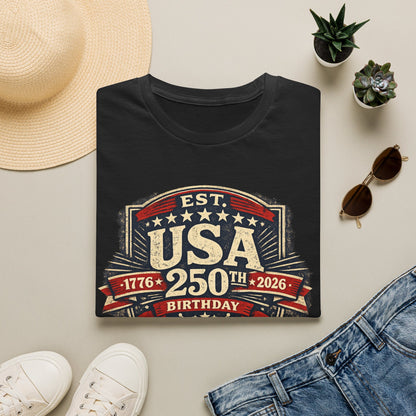 USA 250th Birthday T-Shirt — 1776-2026 Retro American Celebration Tee