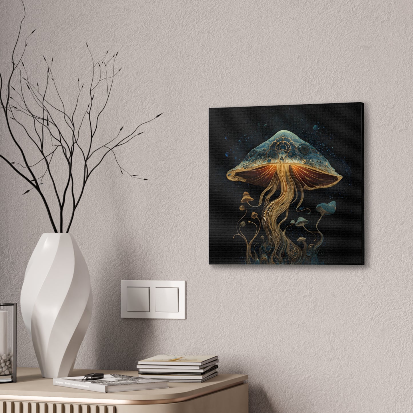 ThirdEye -Mushroom Canvas Art, Stretched Wall Decor, Bohemian Home Decor, Psychedelic Wall Art, Nature-Inspired Art