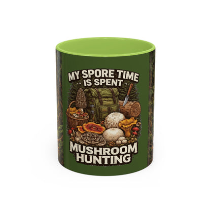 "My Spore Time Is Spent Mushroom Hunting" #2 Accent Coffee Mug (11/15oz)