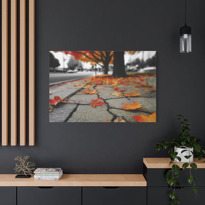Autumn's Fragmented Canvas: Fallen Maple Leaf, Urban Decay, Seasonal Transition--1aceswild.myshopify.com