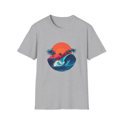 Sunset Surf T-Shirt — Retro Beach Wave Graphic Tee