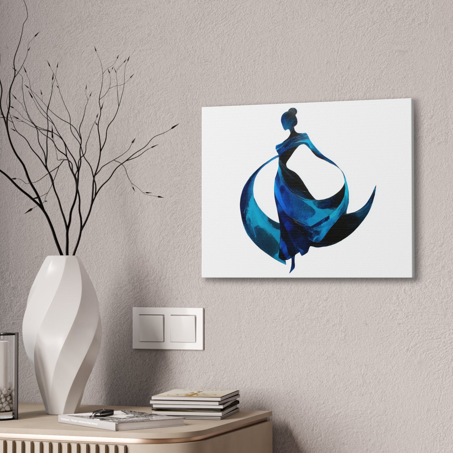 Dancing with the Water Series #1 -Elegant Art Canvas Print, Blue Dress Wall Decor, Feminine Artwork, Home Decor Gift, Birthday or Wedding Decoration