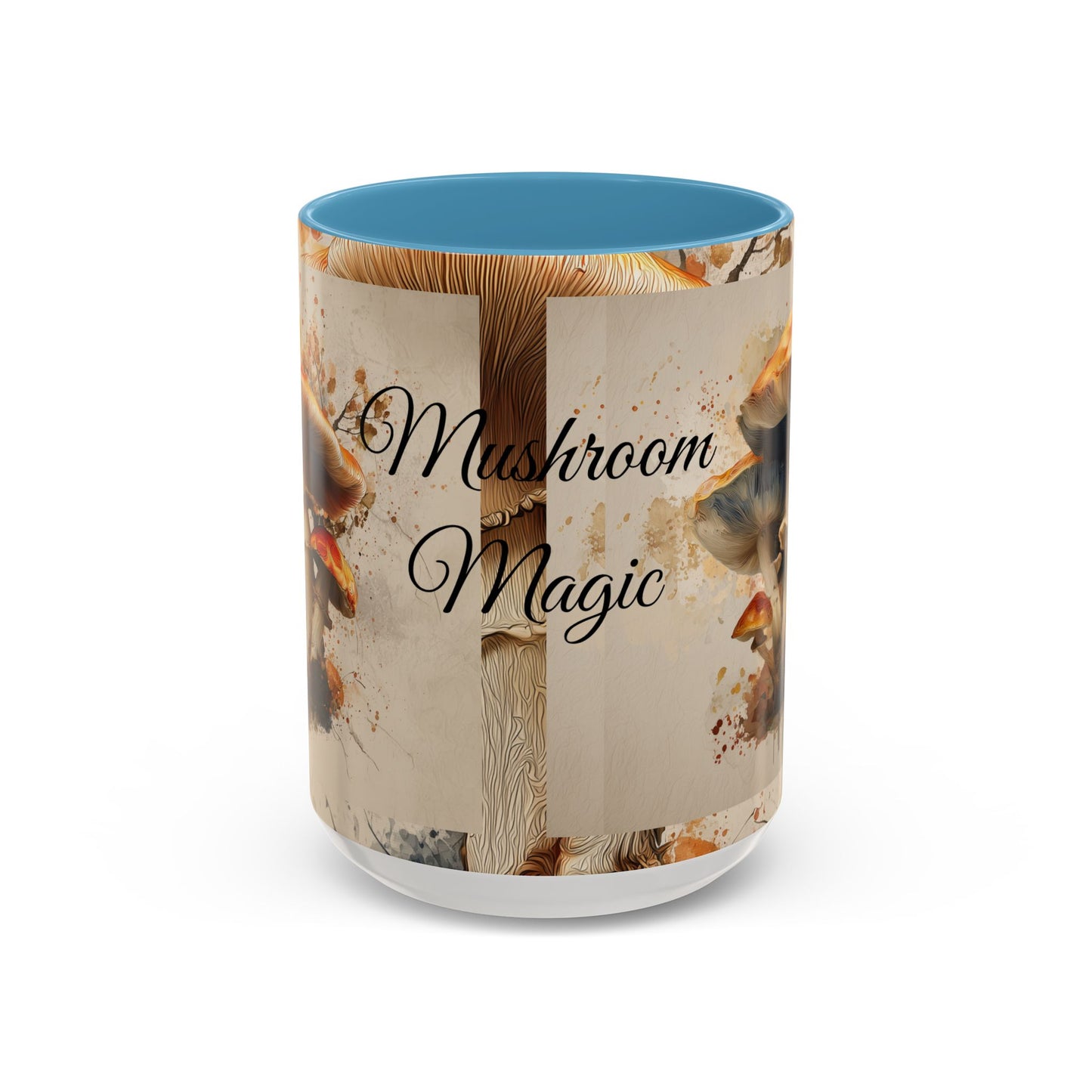 Mushroom Magic Accent Coffee Mug — 11/15oz Ceramic Cup with Woodland Fungi Design