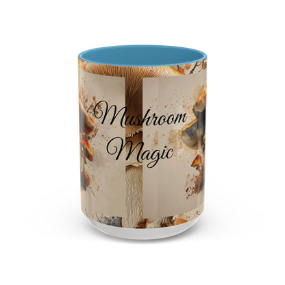 Mushroom Magic Accent Coffee Mug — 11/15oz Ceramic Cup with Woodland Fungi Design