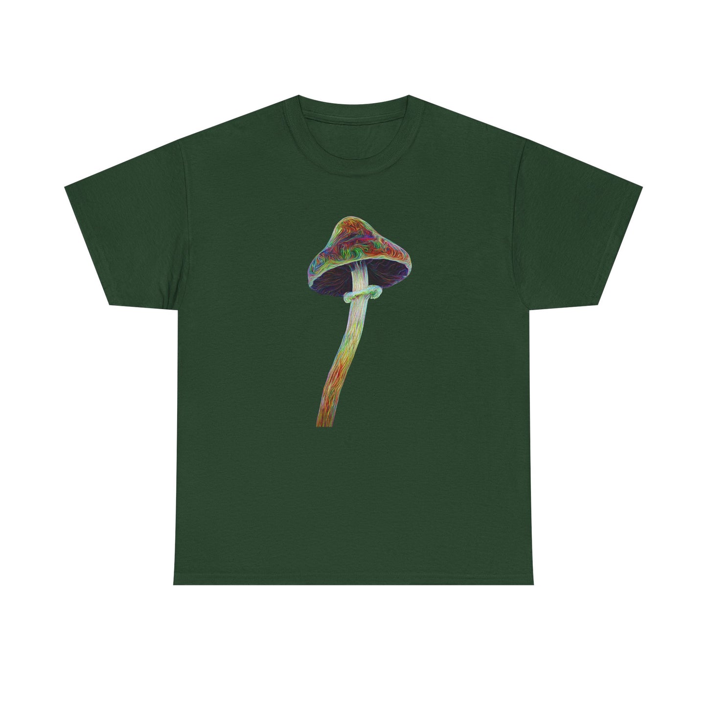 Colorful Psychedelic Mushroom2 - Tee, Unisex Heavy Cotton T-Shirt, Vibrant Graphic Shirt, Perfect for Festivals, Eco-friendly Gift, Casual Wear