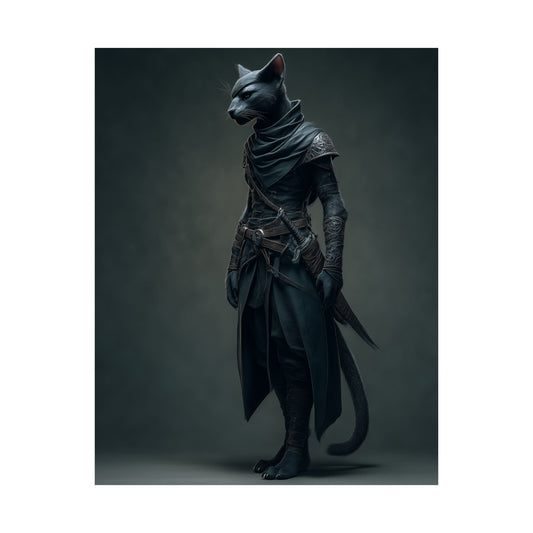 Tabaxi Rogue Satin PAPER POSTER — Dark Fantasy Wall Art