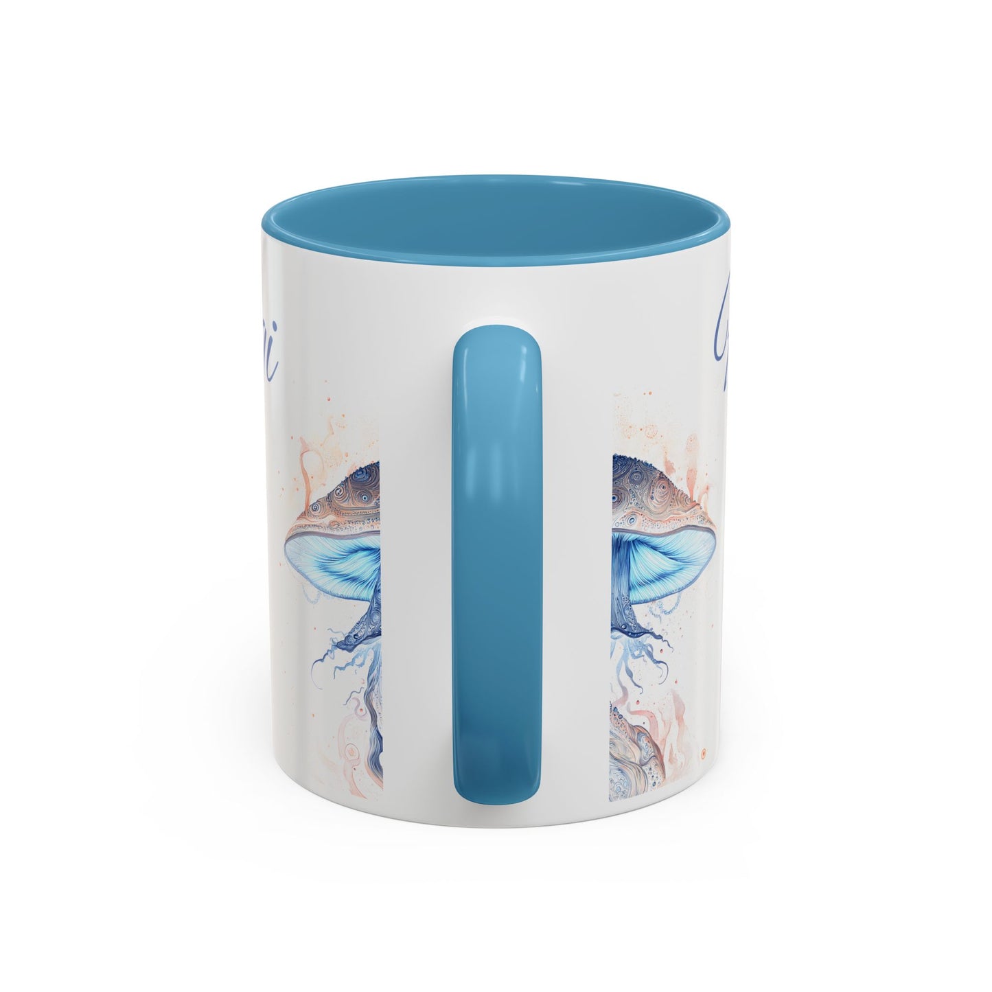 Fantastic Fungi Blue Accent Coffee Mug — Mushroom Art Tea Cup (11/15oz)