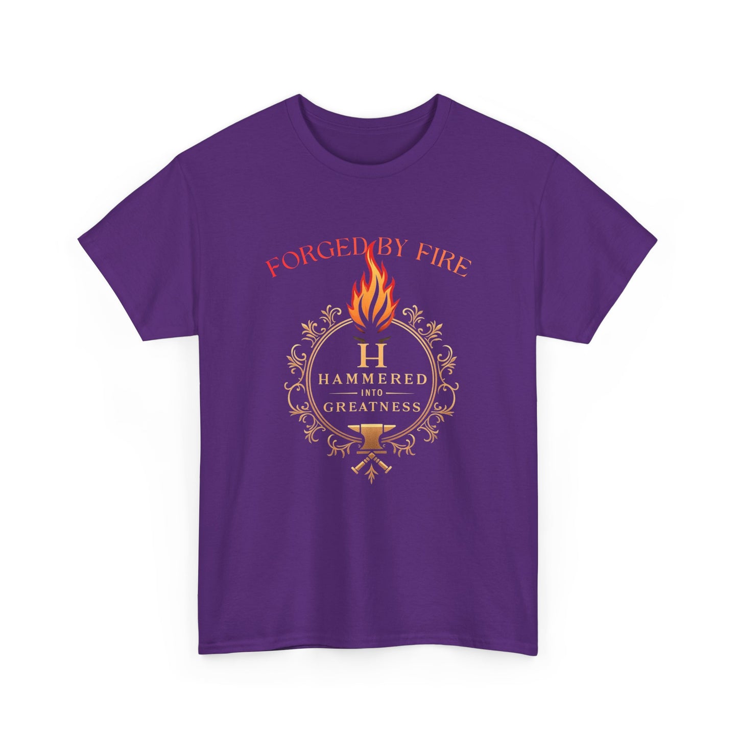 Forged By Fire T‑Shirt — Flaming Torch Crest Graphic Tee