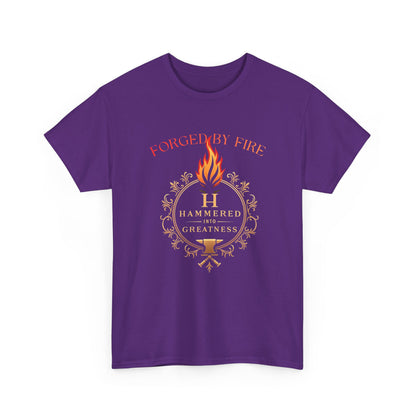 Forged By Fire T‑Shirt — Flaming Torch Crest Graphic Tee