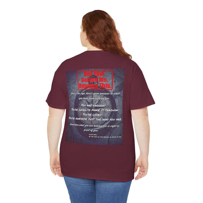 Hey You, The Answer. Motivational Back Print Tee — “Behind Me” Inspirational Graphic T‑Shirt
