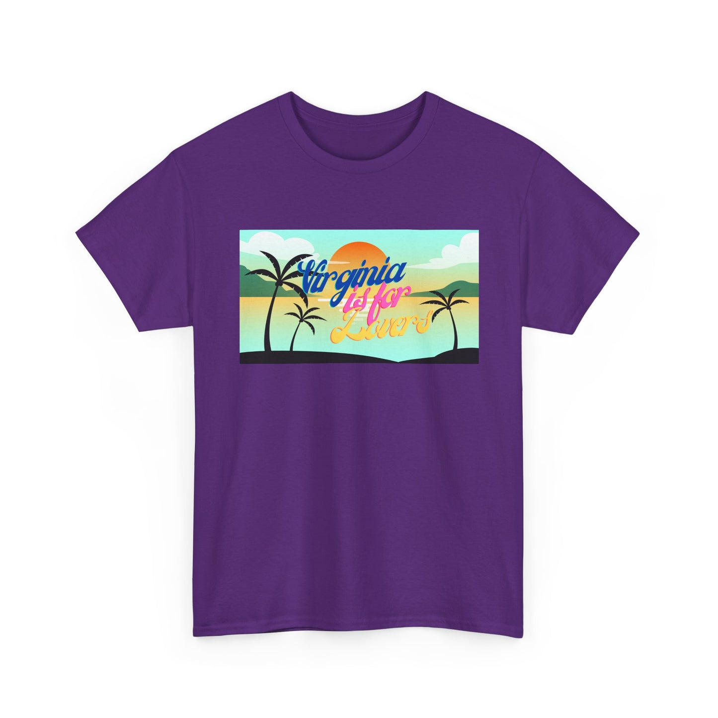 Virginia is for Lovers Dark -Vintage Sunset Graphic Tee, Beach Lover Shirt, Summer Vibe Unisex Tee, Gift for Vacation, Tropical Aesthetic Cotton Top