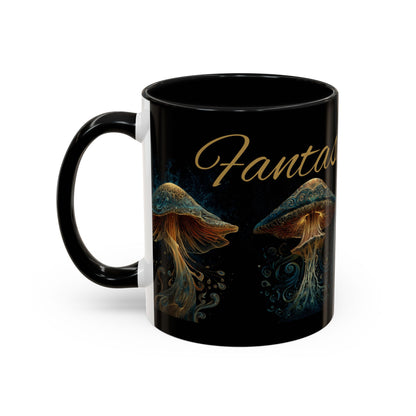 Dark Fantastic Fungi Coffee Mug - Magical Ocean Mushroom Art (11/15oz)