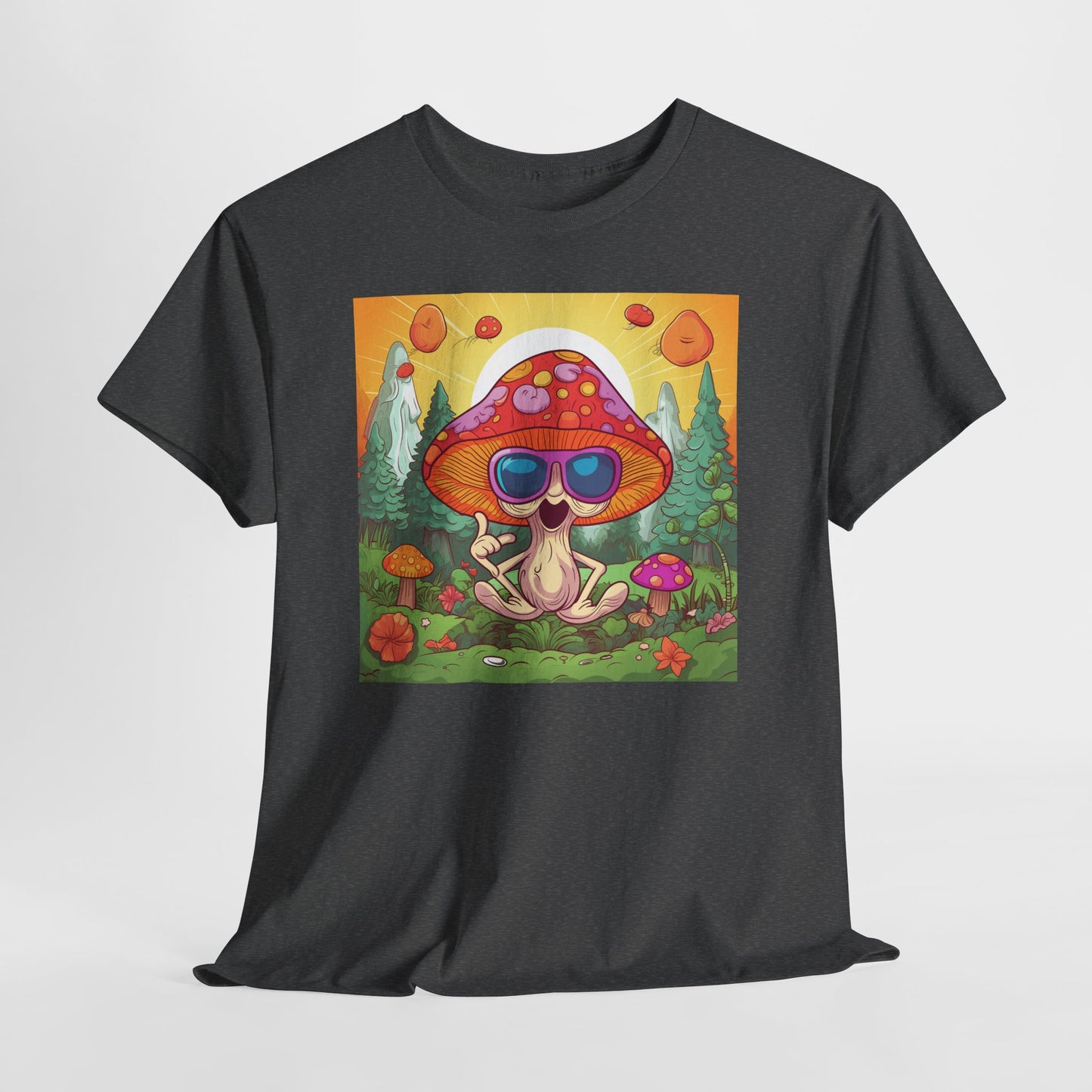 Whimsical Mushroom Tee, Casual T-Shirt, Gift for Nature Lovers, Eco-Friendly Apparel, Unisex Graphic Shirt