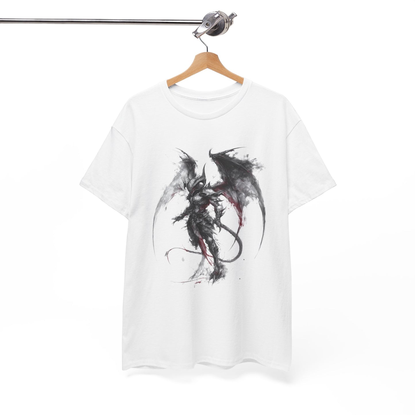 Dragon Warrior Art T-Shirt — Dark Ink Fantasy Demon Graphic Tee
