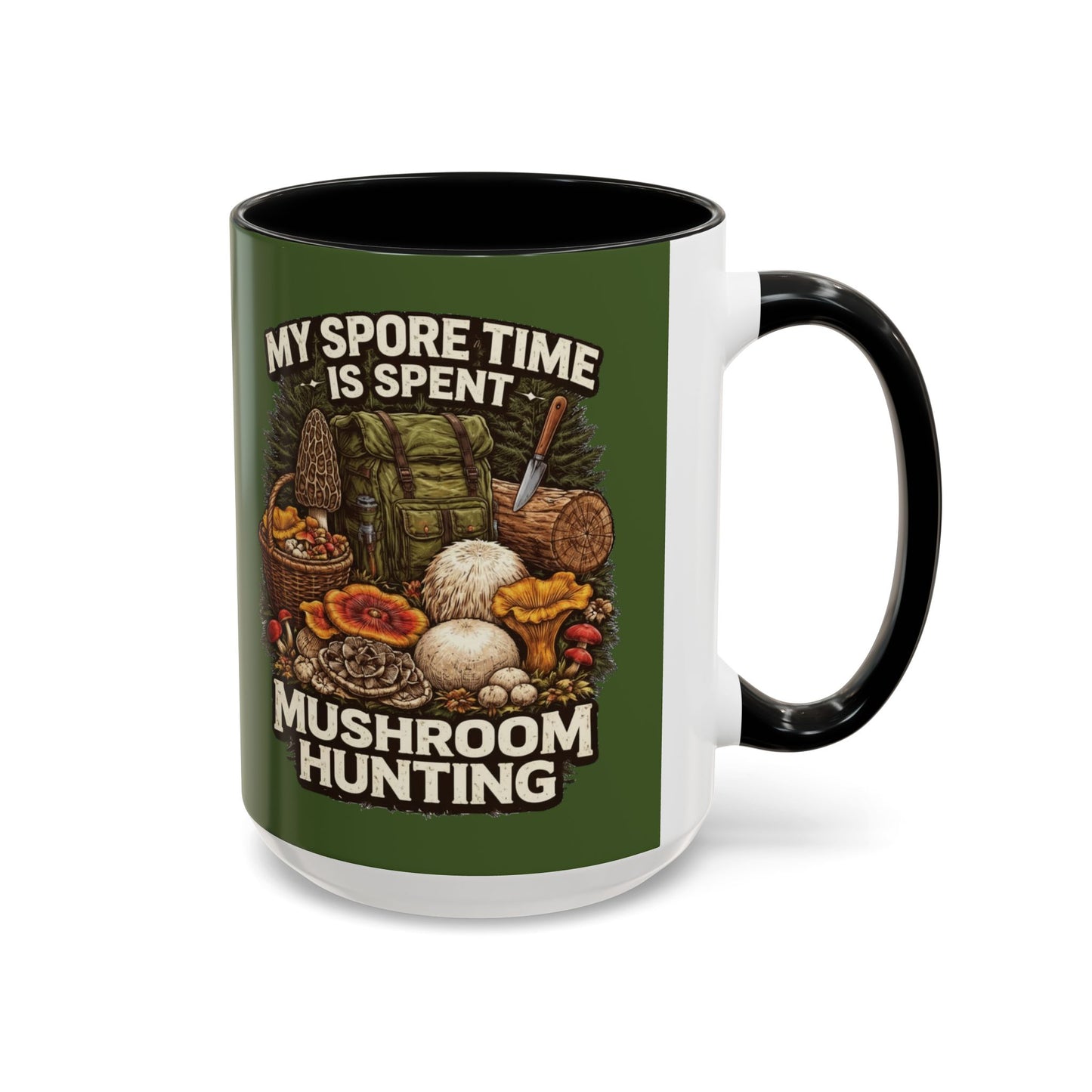 Mug - "My Spore Time Is Spent Mushroom Hunting" Accent Coffee Mug (11/15oz)