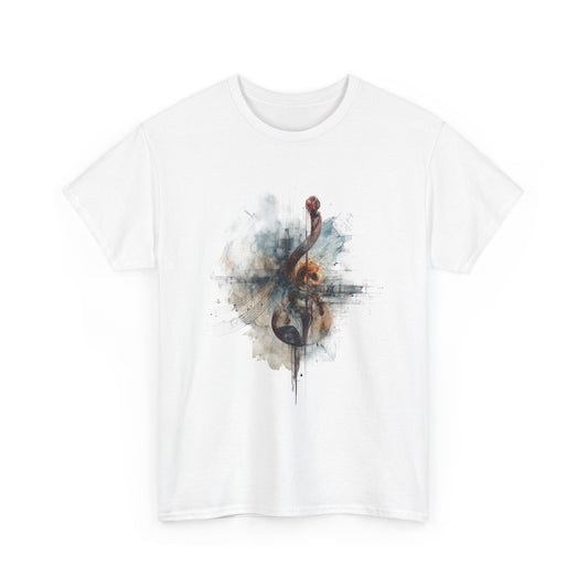 Violin Abstract Music Watercolor T-Shirt — Artistic Treble Clef Music Tee