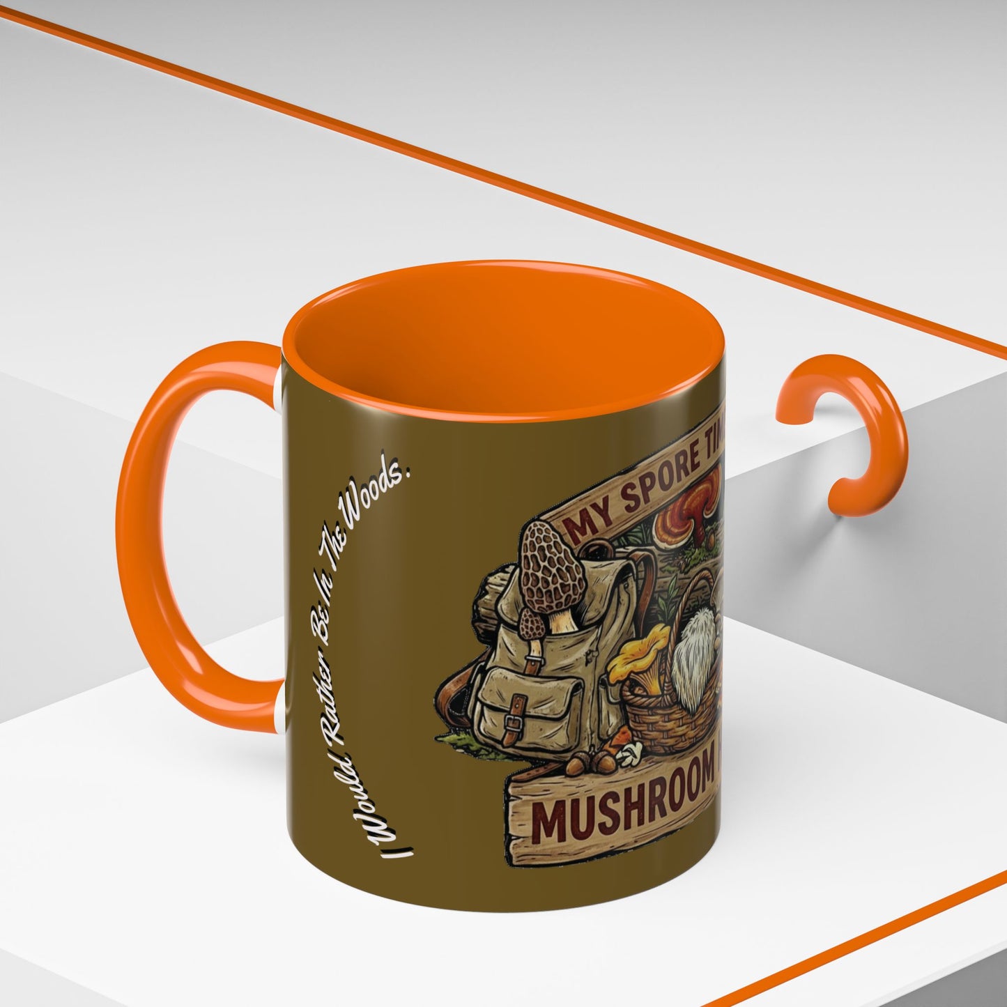 Mushroom Hunting Coffee Mug – "My Spore Time Is Spent" Rustic Forager Accent Mug