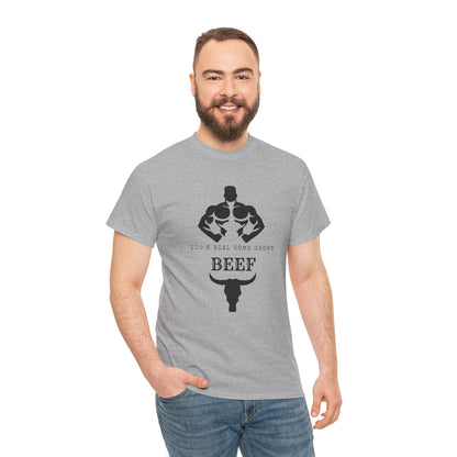 100% Beef -Unisex Tee, Perfect Gift for Workout Enthusiasts, Fitness Club, Gym Wear, Bodybuilding Fashion, Casual Daily Wear