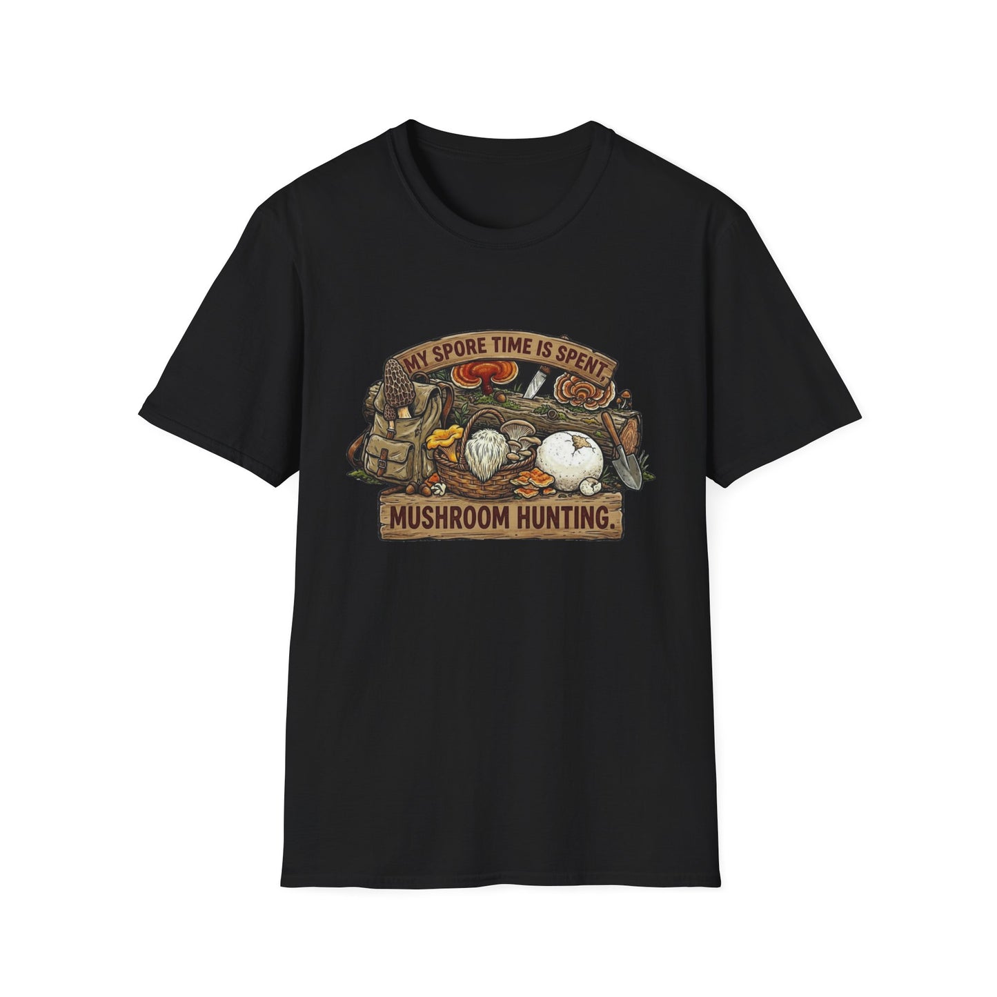 Mushroom Hunting T-Shirt — 'My Spore Time Is Spent' For Foragers & Outdoor Lovers