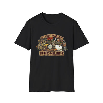Mushroom Hunting T-Shirt — 'My Spore Time Is Spent' For Foragers & Outdoor Lovers