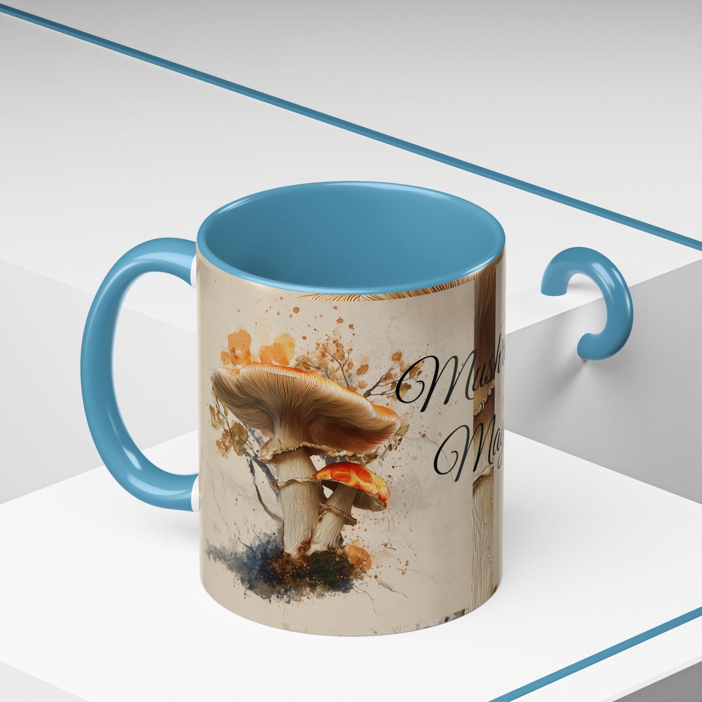Mushroom Magic Accent Coffee Mug — 11/15oz Ceramic Cup with Woodland Fungi Design