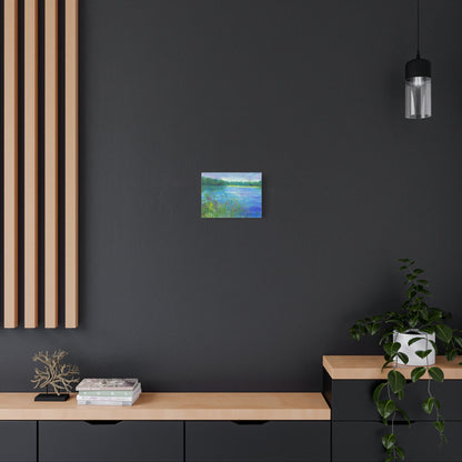 Lakeside Tranquility -- Serene Landscape Wall Art Canvas, Colorful Nature Decor,