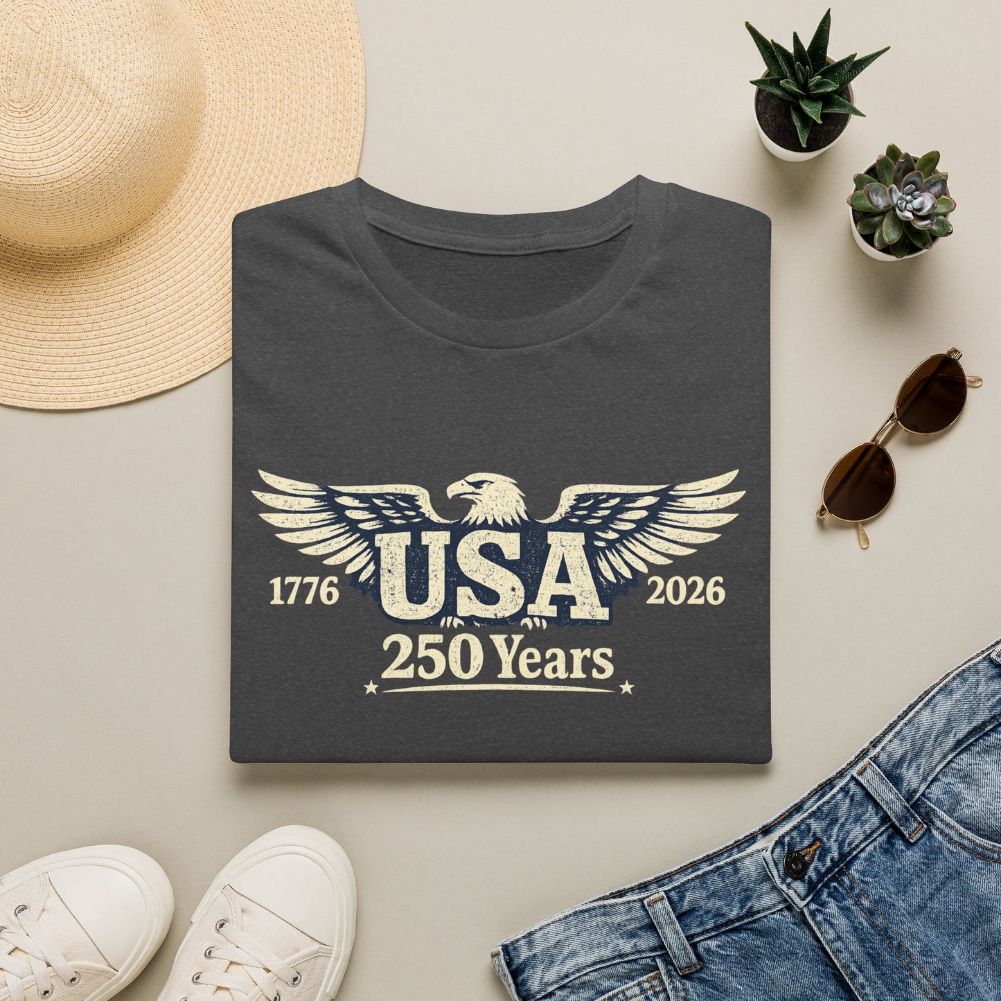 USA 250 Years Graphic T-Shirt — 1776–2026 Bicentennial Eagle Tee