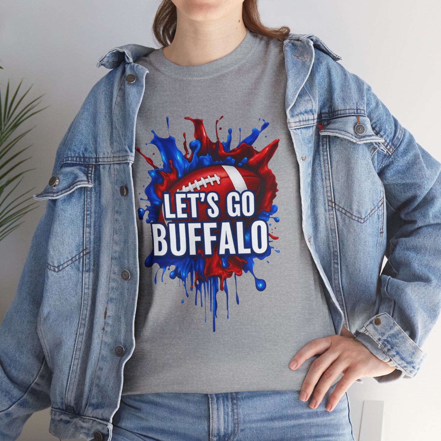 Let's Go Buffalo Splat -Buffalo Sports Fan Tee - Let's Go Buffalo Shirt, Game Day Apparel, Unisex Cotton T-Shirt, Tailgate Wear, Football Team Gear