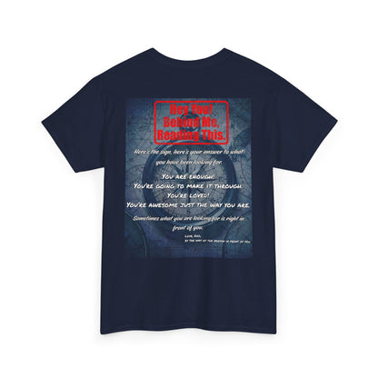 Hey You, The Answer. Motivational Back Print Tee — “Behind Me” Inspirational Graphic T‑Shirt