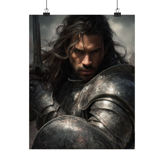 Medieval Knight Matte PAPER POSTER — Dark Fantasy Warrior Wall Art