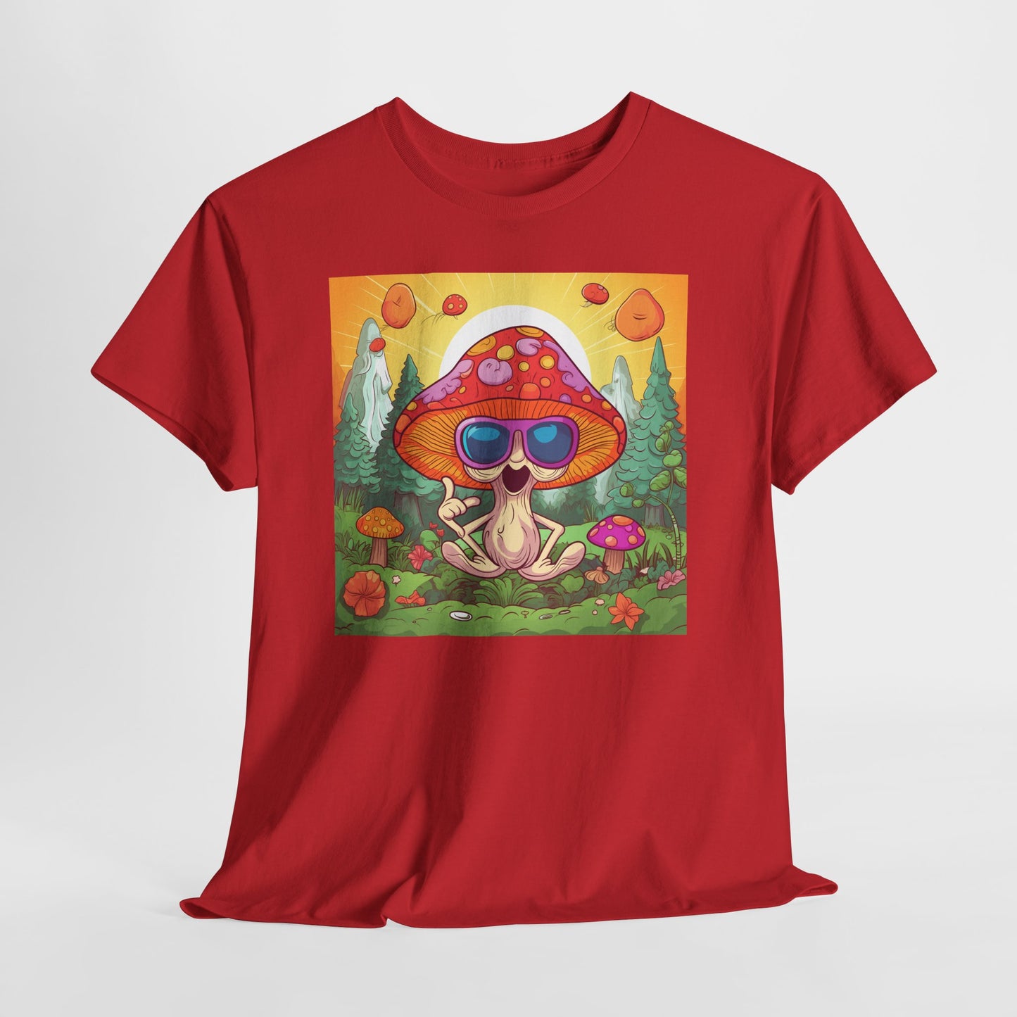 Whimsical Mushroom Tee, Casual T-Shirt, Gift for Nature Lovers, Eco-Friendly Apparel, Unisex Graphic Shirt