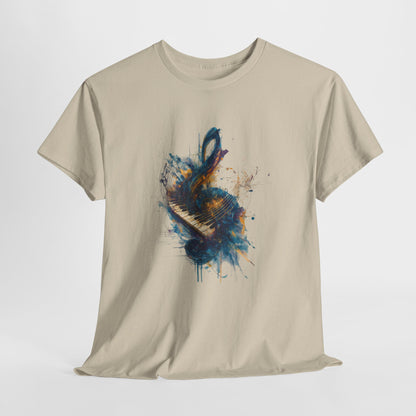 Abstract Music Keyboard Splash T‑Shirt — Watercolor Art Tee
