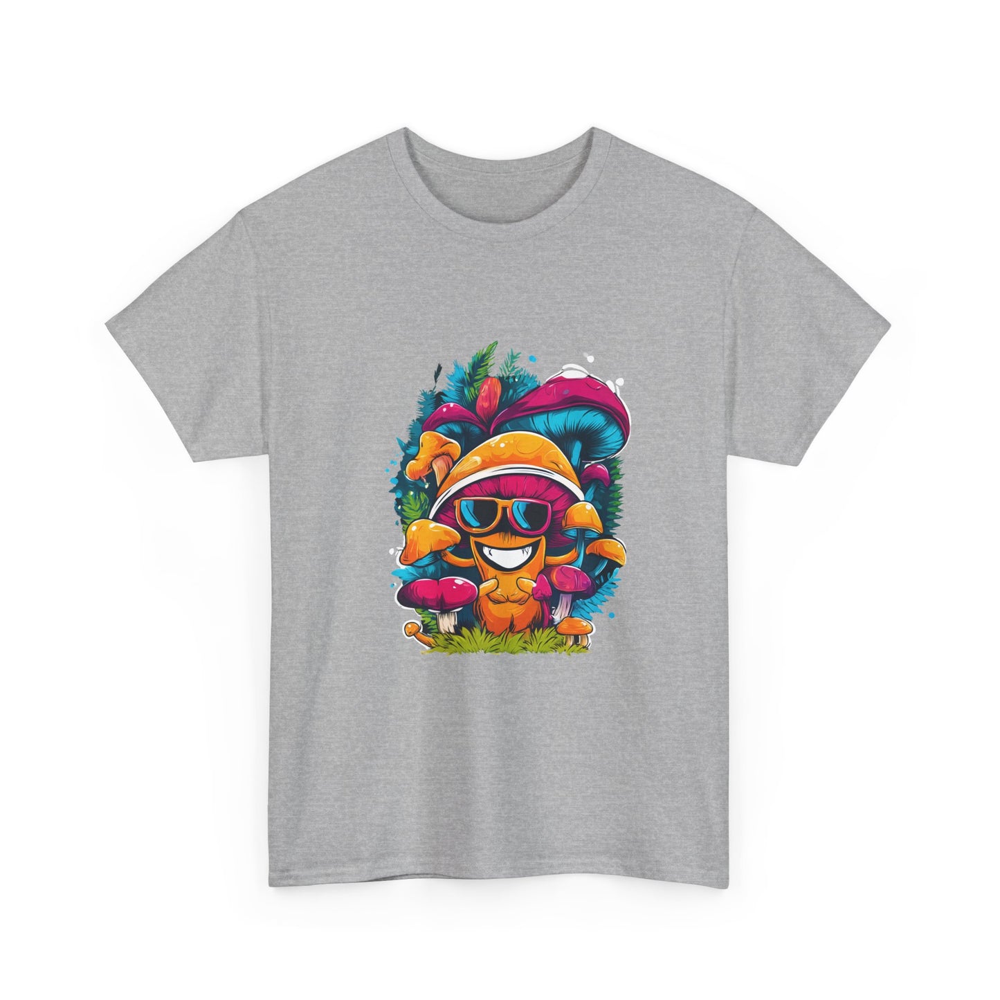 Mushroom Dude -Tee, Unisex Heavy Cotton T-Shirt, Vibrant Graphic Shirt, Perfect for Festivals, Eco-friendly Gift, Casual Wea