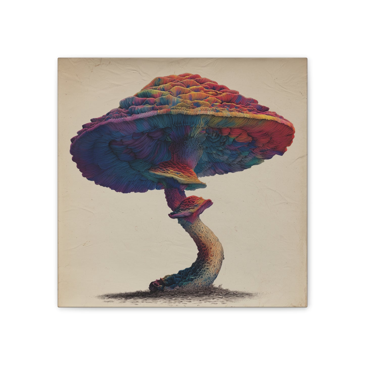 Feel the Rainbow -Mushroom Canvas Art, Stretched Wall Decor, Bohemian Home Decor, Psychedelic Wall Art, Nature-Inspired Art