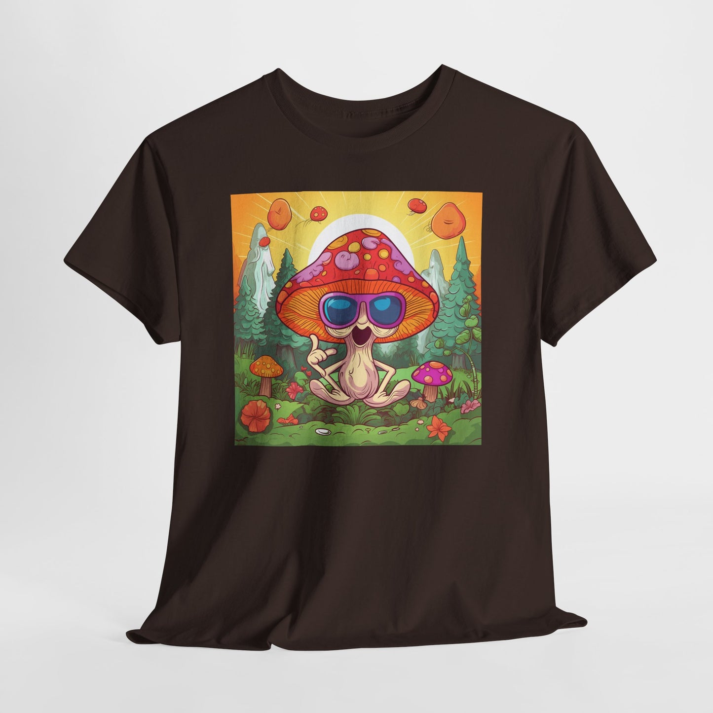 Whimsical Mushroom Tee, Casual T-Shirt, Gift for Nature Lovers, Eco-Friendly Apparel, Unisex Graphic Shirt