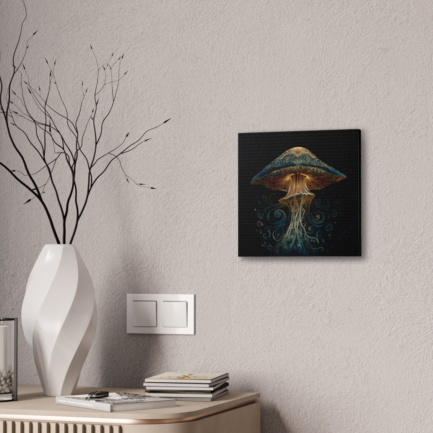 Swirl -Mushroom Canvas Art, Stretched Wall Decor, Bohemian Home Decor, Psychedelic Wall Art, Nature-Inspired Art