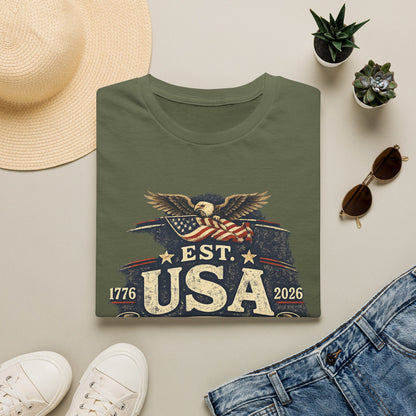 USA Established 1776–2026 Vintage Eagle T-Shirt — 250 Years of Freedom