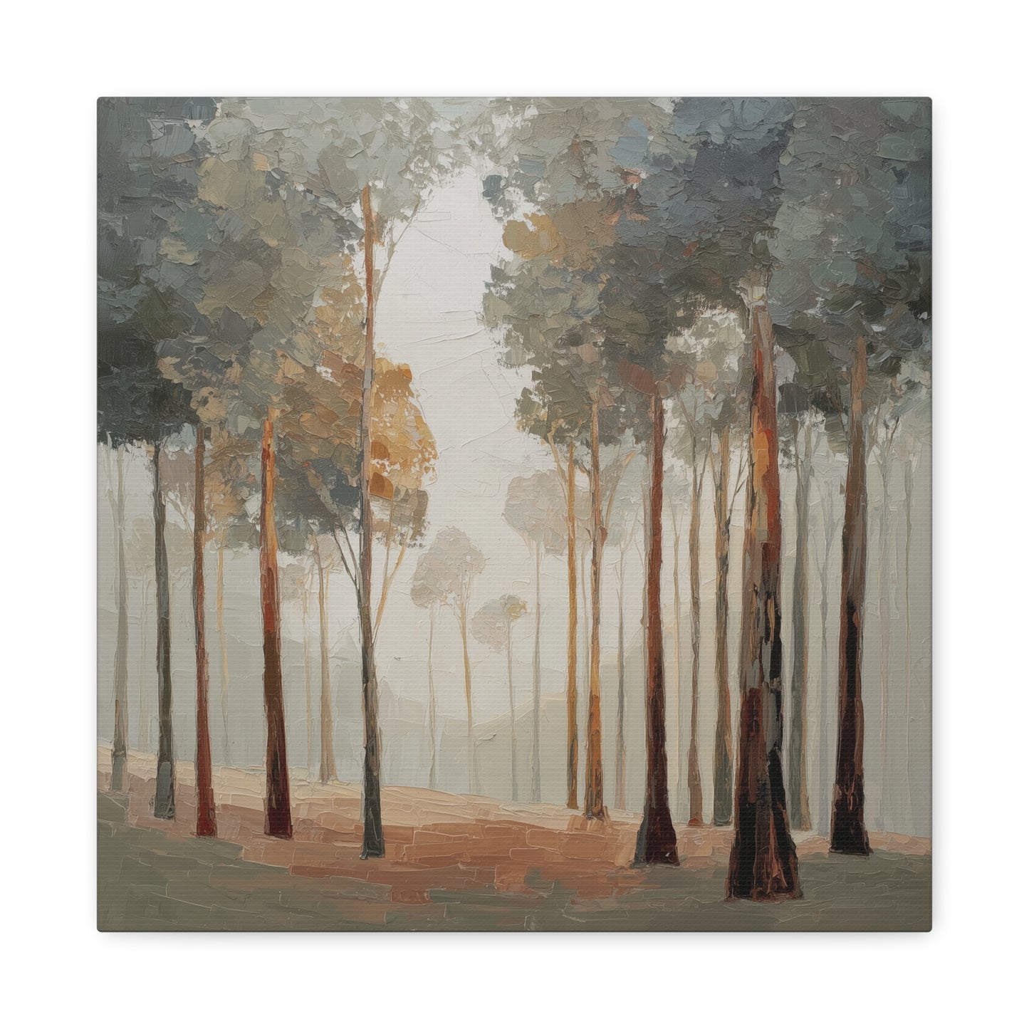 Misty Woods -Artistic Forest Landscape Canvas Print, Nature Decor, Home Wall Art, Bohemian Home Decor.