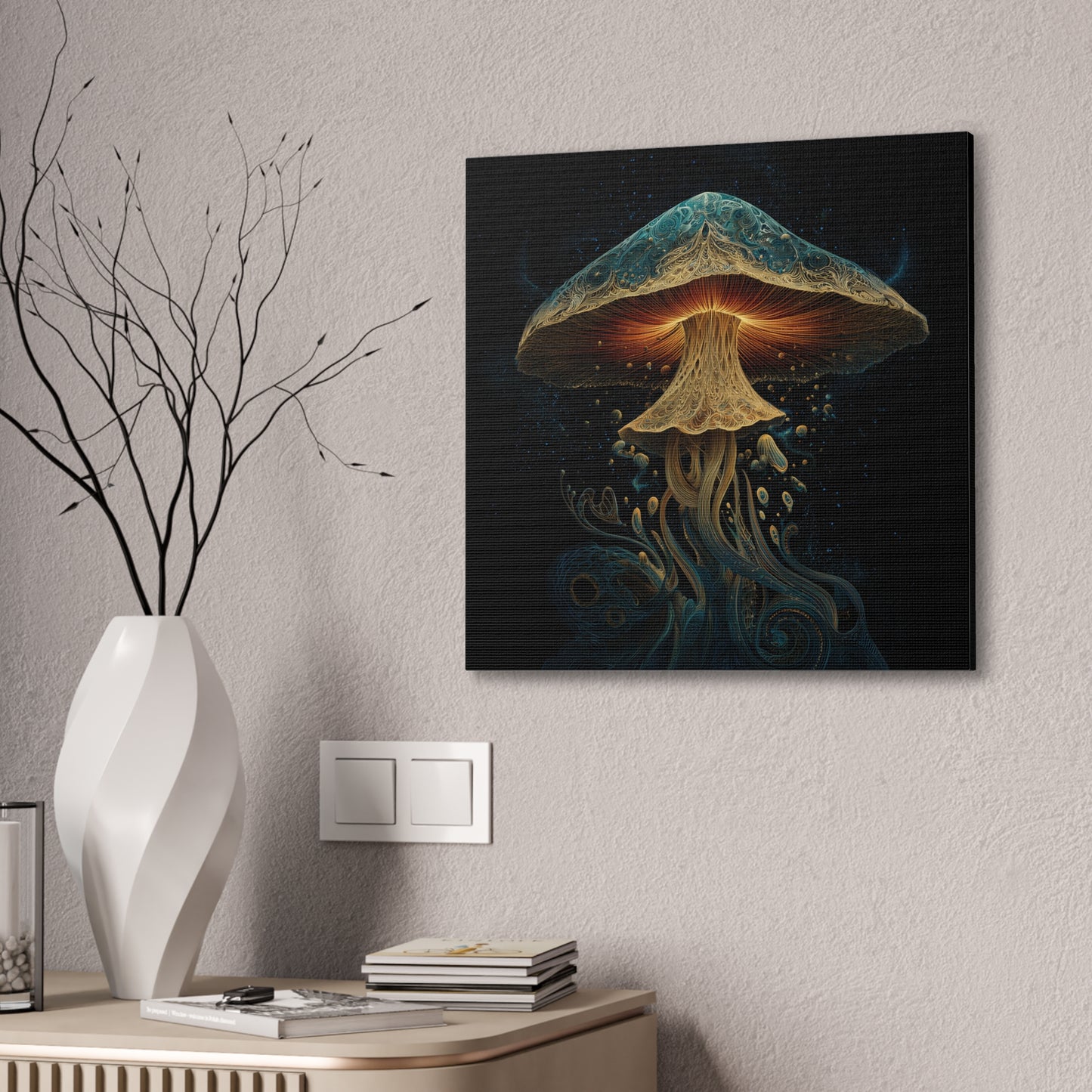 Mind Awakening -Mushroom Canvas Art, Stretched Wall Decor, Bohemian Home Decor, Psychedelic Wall Art, Nature-Inspired Art