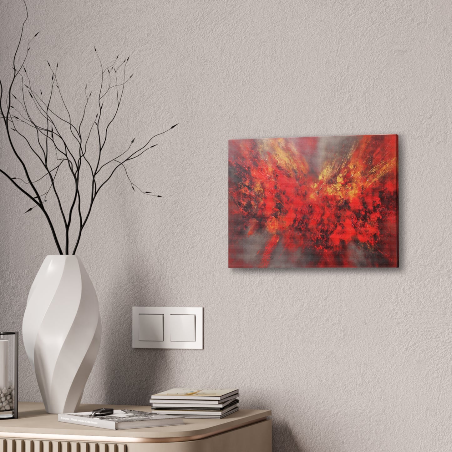 Exploding With Love -Abstract Red Canvas Wall Art