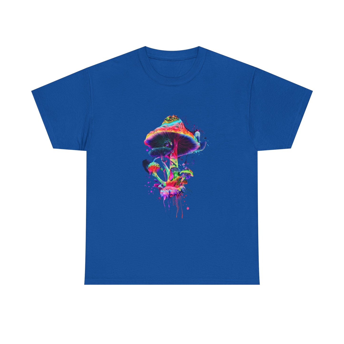Colorful Psychedelic Mushroom Tee, Unisex Heavy Cotton T-Shirt, Vibrant Graphic Shirt, Perfect for Festivals, Eco-friendly Gift, Casual Wear