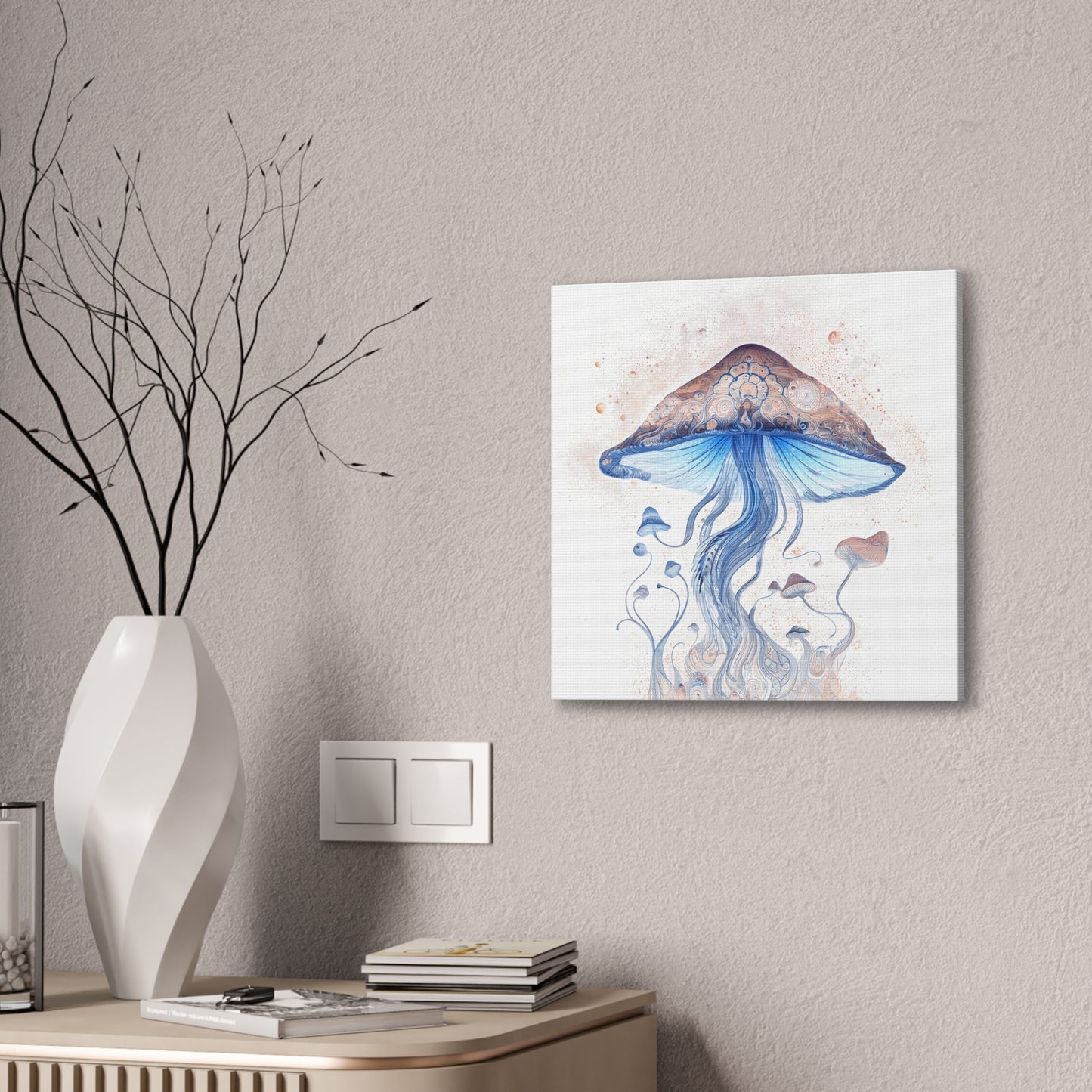 ThirdEye Light -Mushroom Canvas Art, Stretched Wall Decor, Bohemian Home Decor, Psychedelic Wall Art, Nature-Inspired Art