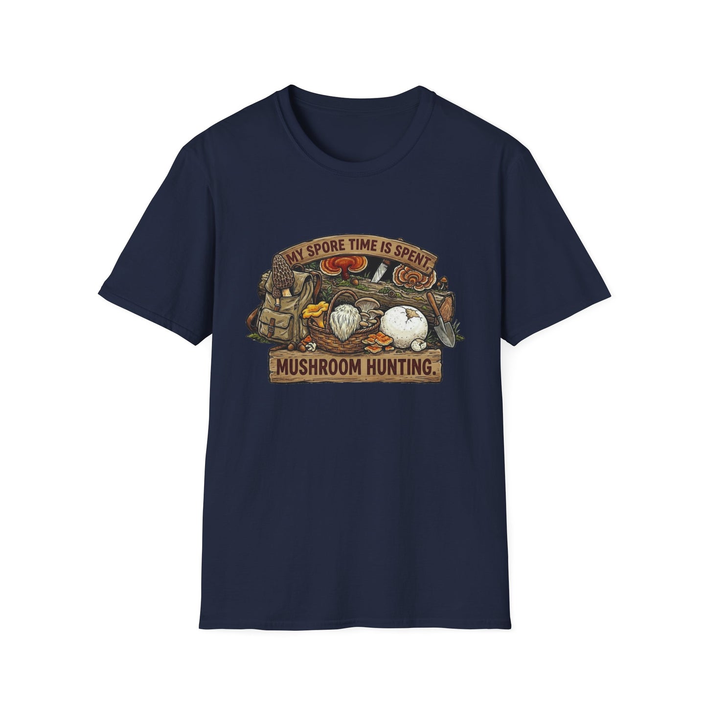 Mushroom Hunting T-Shirt — 'My Spore Time Is Spent' For Foragers & Outdoor Lovers