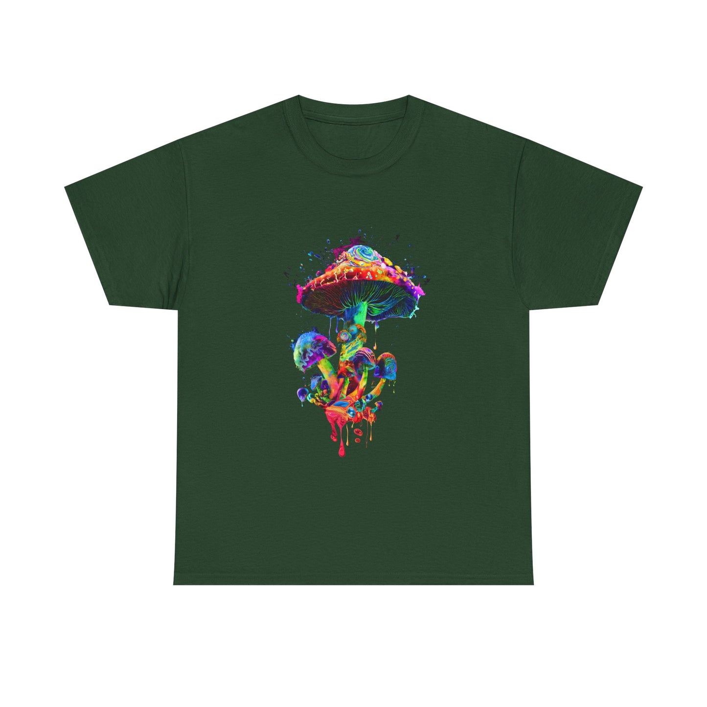 Tie Dye Psychedelic Mushroom 4  -Tee, Unisex Heavy Cotton T-Shirt, Vibrant Graphic Shirt, Perfect for Festivals, Eco-friendly Gift, Casual Wea