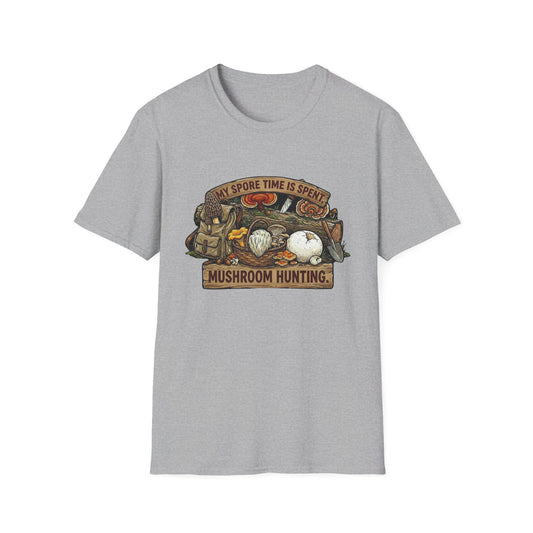 Mushroom Hunting T-Shirt — 'My Spore Time Is Spent' For Foragers & Outdoor Lovers
