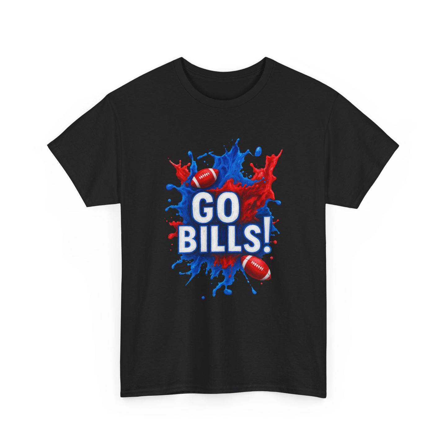 Go Bills -Cheerful Sports Tee - Go Bills! Unisex Heavy Cotton T-Shirt, Game Day Apparel, Football Fan Shirt, Spirit Wear, Gift for Sports Lovers